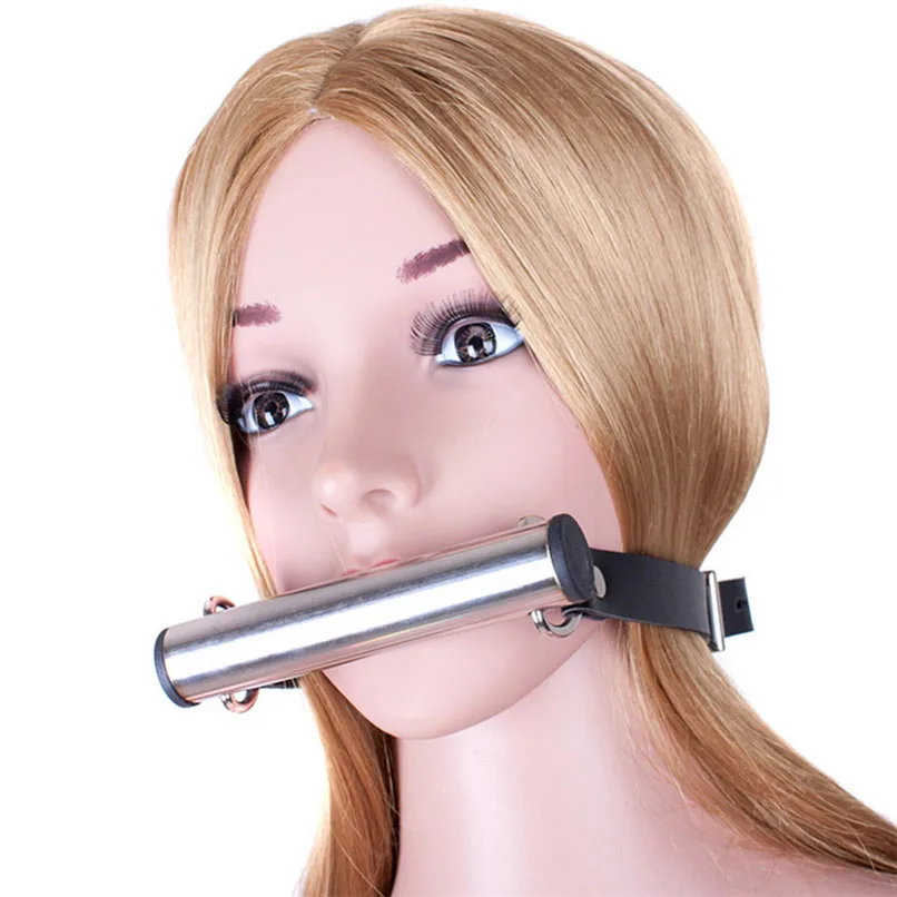 Нержавеющая сталь Твердый Кляп связывание ограничения раб кожа рот хомут