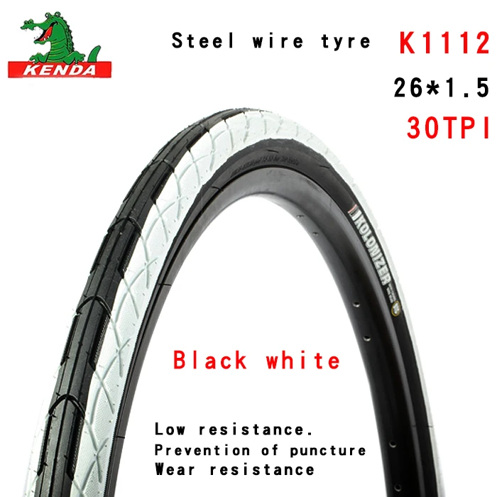 26X1.5 Black white Kenda велосипедные шины K1112 26 дюймов анти прокол 26*1,5 1,75 складной 60TPI стальная проволока шины 30TPI горный велосипед шины - Цвет: 26X1.5 Black white