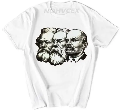 Белый Советский Союз великая Коммунистическая Ленин, Маркс, энгелс Сделай Сам Мужская футболка с коротким рукавом cccp - Цвет: Белый