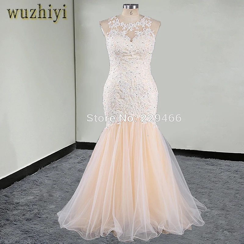 Sheer Тюль Русалка Свадебные платья 2017 О образным вырезом оборками Vestido De Novia