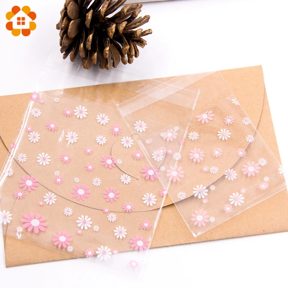 100 шт 2 размера конфеты подсолнуха и пластиковые пакеты для печенья самоклеющиеся