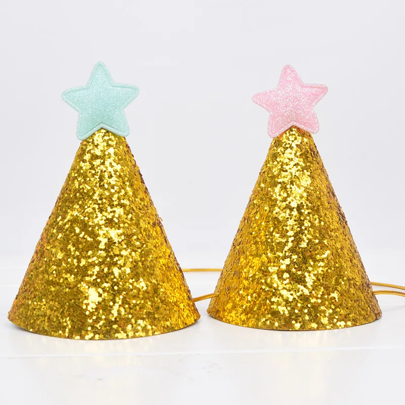 1 шт. Новые Симпатичные Блеск День рождения Шапки Star Кепки Baby Shower реквизит для