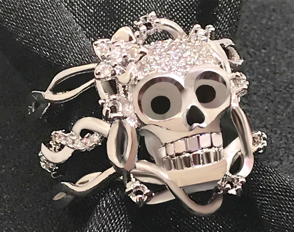 UFOORO Серебряный злобный череп кольцо набор для женщин Человек Белый Готический