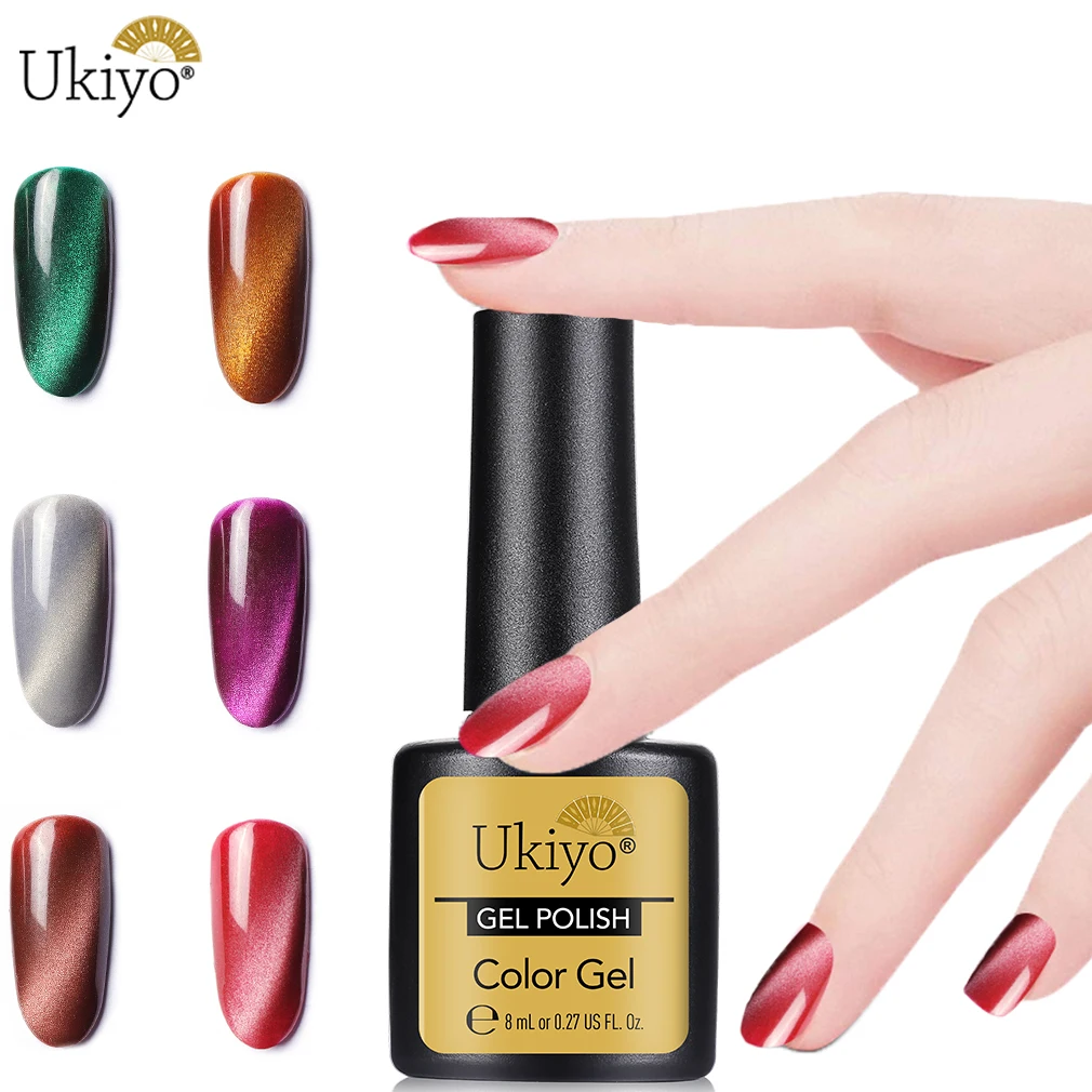 Кошачий гель-лак Ukiyo 8 мл с широкой линией, эффектом магнита 3D, выдерживающий длительное время, лак для ногтей UV, снимается при помощи жидкости, необходим магнит, для самостоятельного применения.