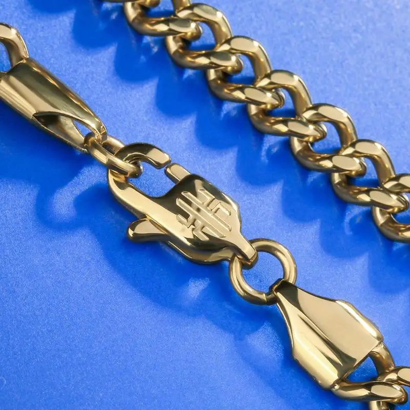 DNSCHIC Cuban Miami Link for Men Necklace Gold Chain Stainless Steel 5.5mm Hip Hop Mens hip-hop wholesale | Украшения и