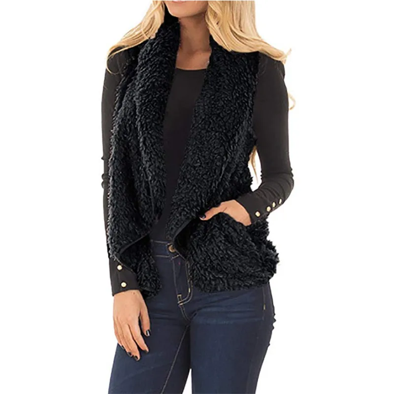 Повседневная Женская теплая зимняя приталенная жилетка без рукавов утепленный