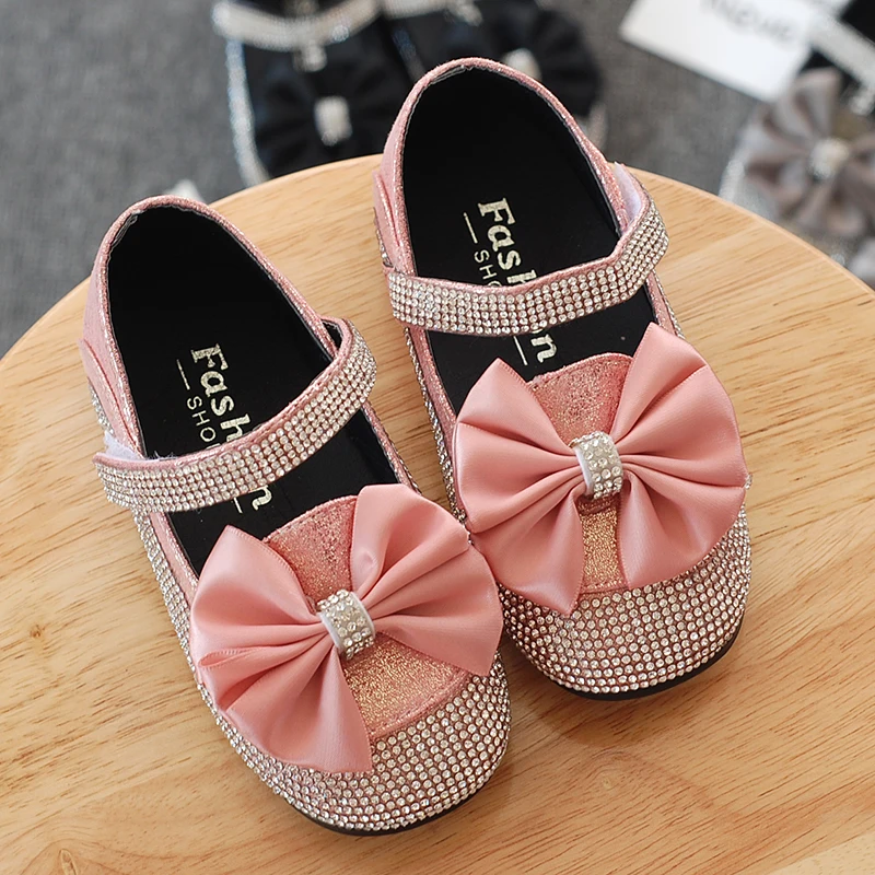 

Bekamille Girls Leather Shoes Autumn Fashion Diamond Bowtie Kids Girls Princess Single Shoes Toddler Girls Sneakers SL016