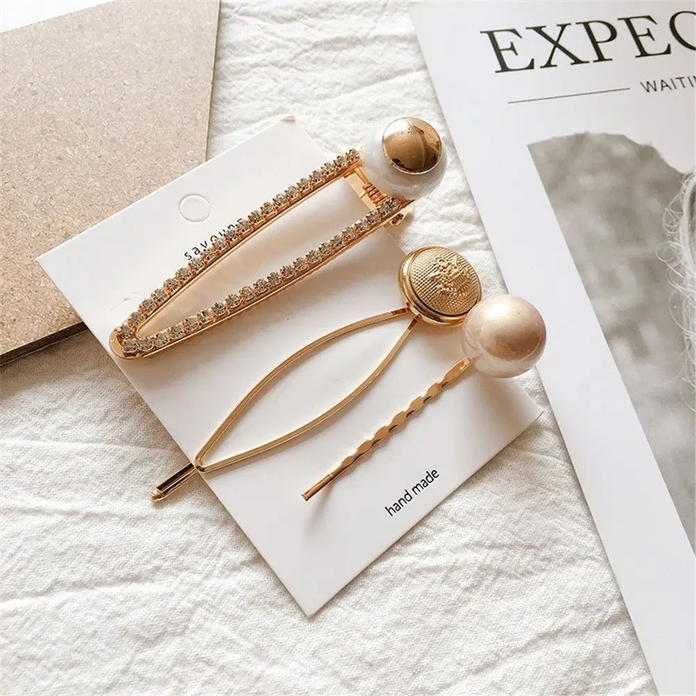 3 шт./компл. Ретро жемчужный металлический зажим для волос повязка расческа