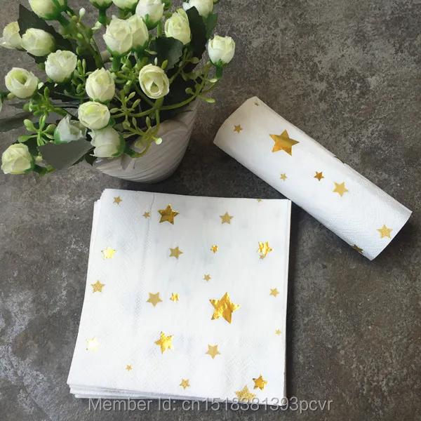 Бесплатная доставка 160 шт белые с металлическим золотом Коктейльные салфетки для