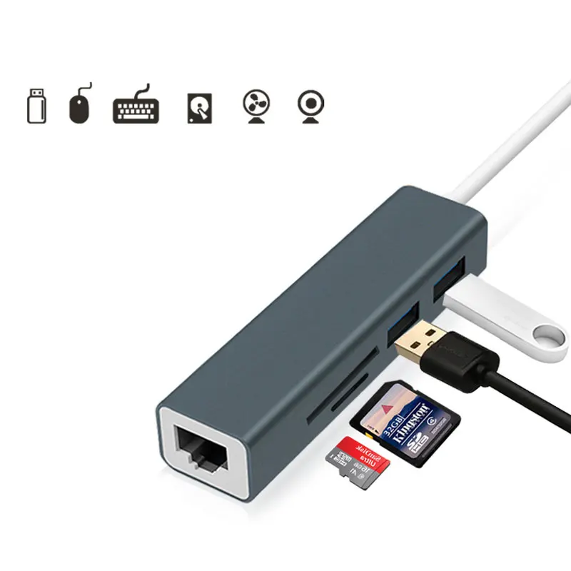 Mosible USB C концентратор для RJ45 Gigabit Ethernet 100M Thunderbolt 3 адаптер для MacBook Pro type-C withTF SD Reader слот концентратор 3,0