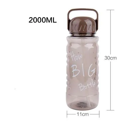 2000ml brown Горячая 2л большая емкость креативный Велосипедный спорт на открытом воздухе путешествия пластиковая бутылка для воды портативная ручка ситечко для чая соломинка чайник - Цвет: 2000ml brown
