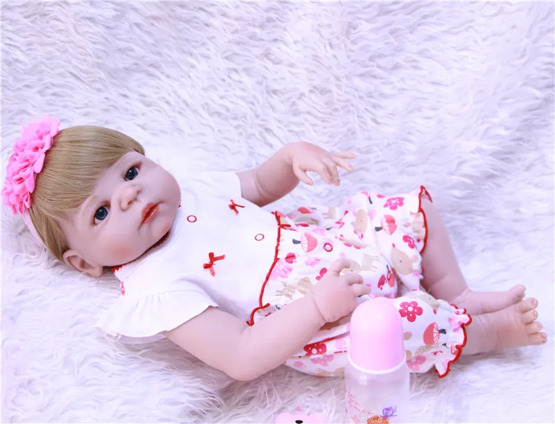 22&quot bebe princess reborn Full Silicone Body baby Doll Toys Lifelike newborn girl play house toy dolls for children gift | Игрушки и