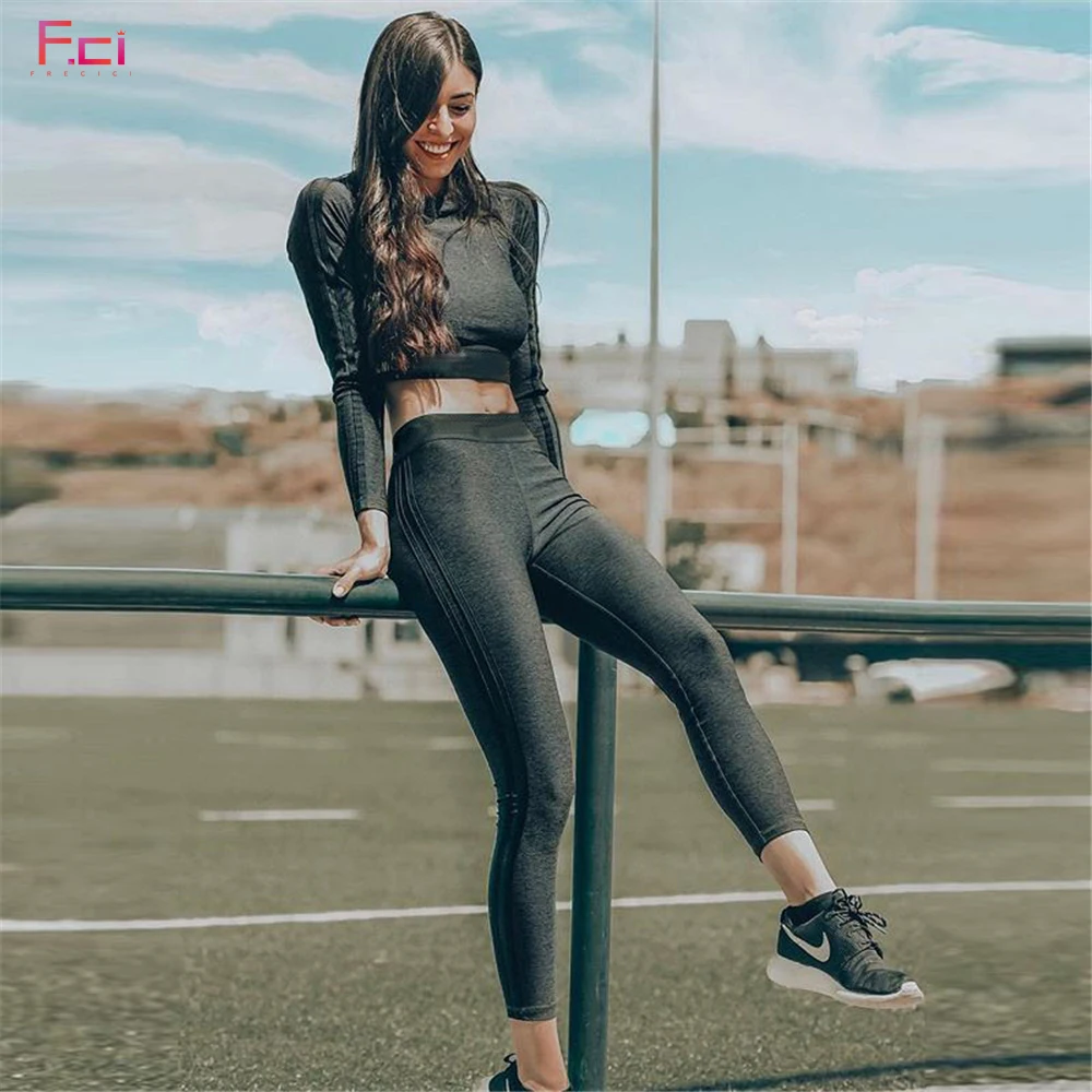 Женская толстовка с длинным рукавом комплект боковой полосой Женский из двух