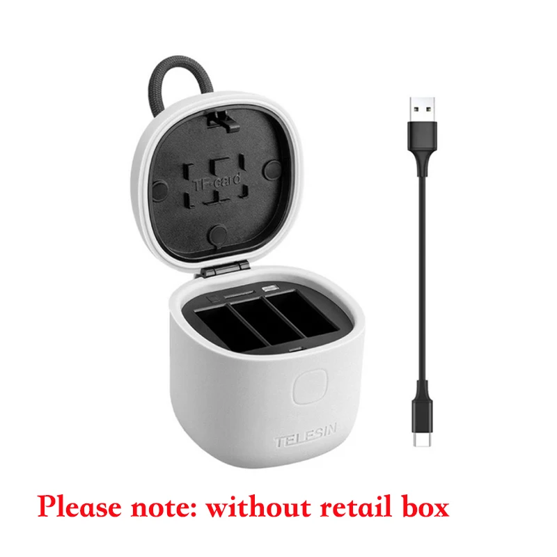 Only Charger kit Телесин ALLIN коробка 3 слота Батарея Зарядное устройство футляр для хранения с функцией зарядного устройства для считывания с tf-карт чехол для Gopro hero 5/6/7 черный аксессуары - Цвет: Only Charger kit