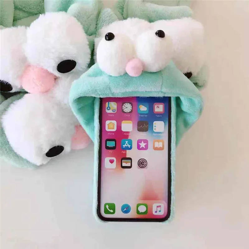 Милый пушистый головной убор, чехол для телефона Iphone 8, 7, 6, 6S Plus, задняя крышка, Зимний милый плюшевый Меховой чехол для девочки, чехол для Iphone Xs Max, Xr X 10, чехол