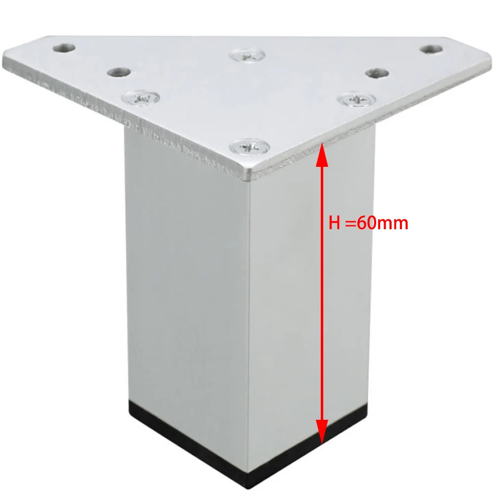 Height 60mm Набор из 4 шт.) квадратные металлические ножки мебели Алюминий сплав ТВ шкаф для ножек дивана Поддержка кровать Riser H = 60 мм/80/100/120 мм - Цвет: Height 60mm