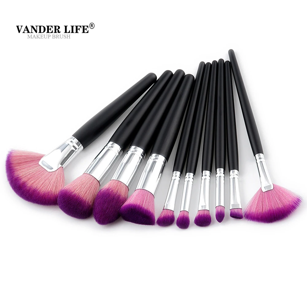 Новые 10 шт. черный набор кистей для макияжа пудра Eye Shadow Blush blending Косметика Красота