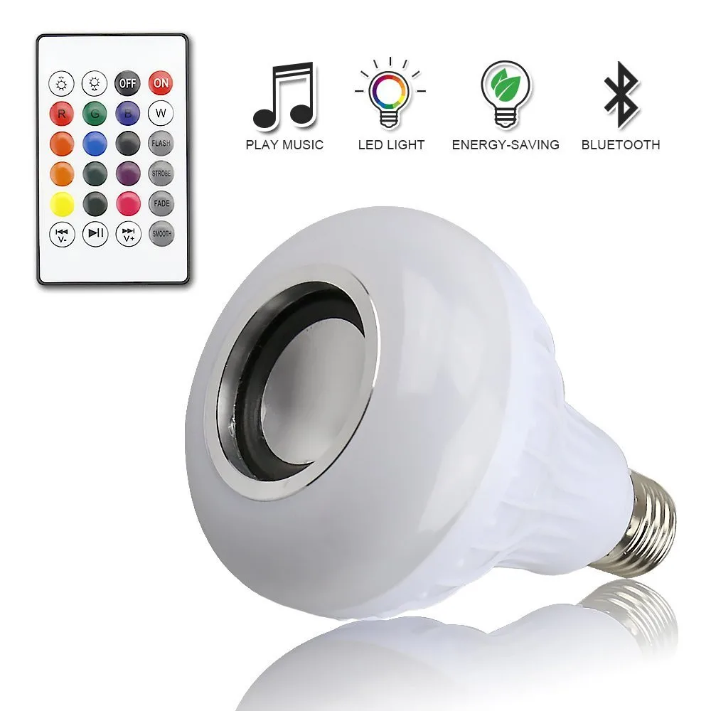 Smart RGB RGBW Wireless Bluetooth Speaker Bulb Music Playing Dimmable LED Light Lamp with Keys Remote Controller#X | Лампы и освещение