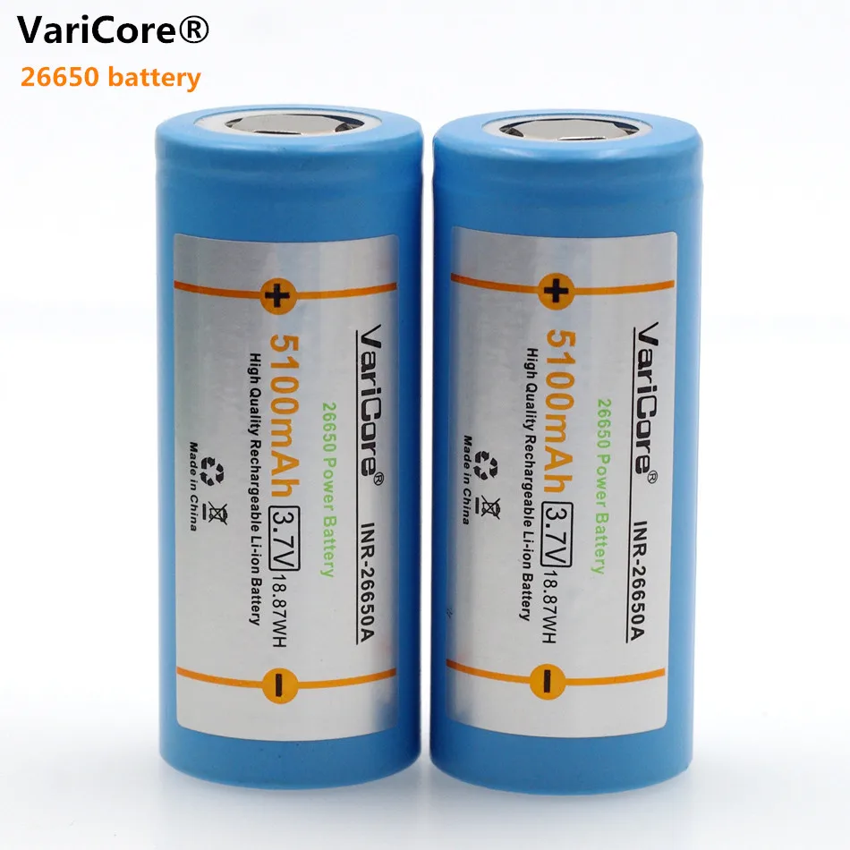 Литиевая батарея VariCore 26650 3 7 В 5100 мАч перезаряжаемая 50A подходит для фонарика |battery
