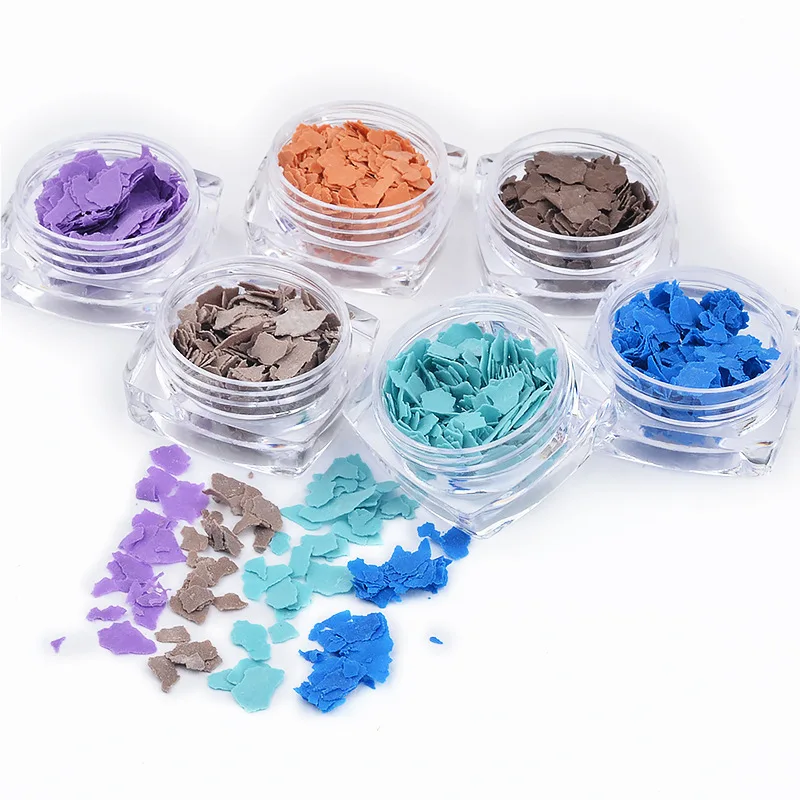 6 Boxes Irregular Abalone Shell Flakes Set Natural Crushed Stone Thin Slice Gradient Gravel Sheet 3D Glitter Nail Art Decoration | Красота и