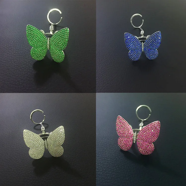 

925 sterling silver inlaid zirconia micro specific organs moving butterfly ring multicolor wholesale manufacturers