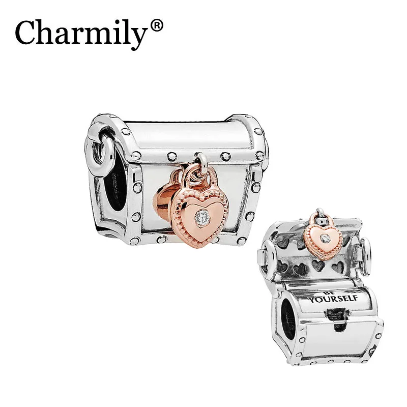 Подходит для браслетов Pandora, клубных шармов, коробок, бусин, 925 пробы, серебро, сделай сам, бусины, роза, ювелирное изделие для женщин