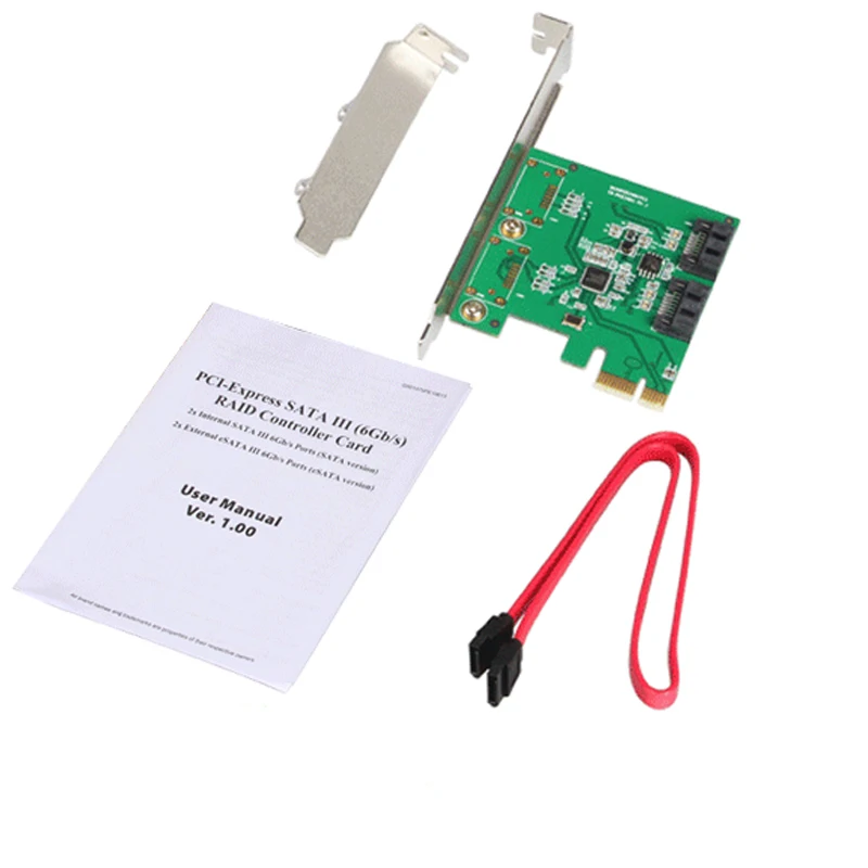 Плата контроллера PCI Express с 2 портами SATA 6 Гбит/с RAID 0 RAID1 + PCI-e на Dual 3 низкопрофильным