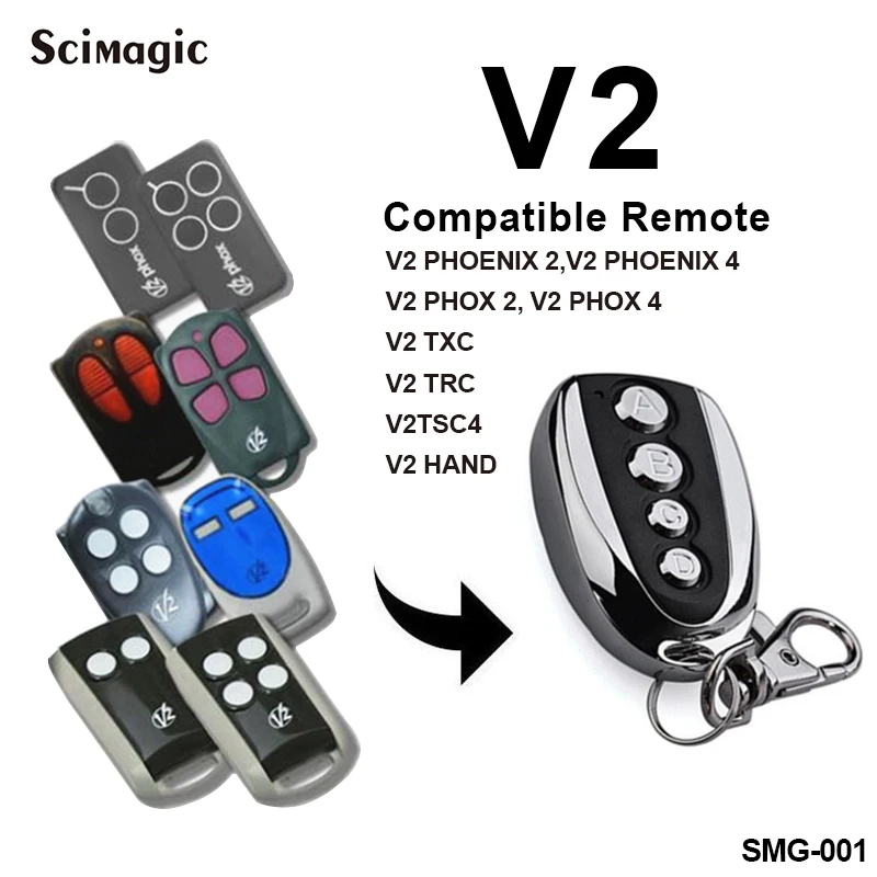 V2 ворота гаража Удаленный передатчик репликатор V2 TXC2 TXC4 PHOX 2 PHOX 4 плавающий код TPR2 TRR4 фиксированный код командный гараж 433 МГц