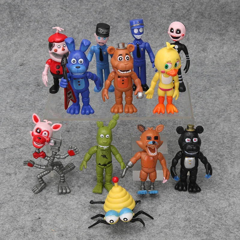 12 шт./компл. с рисунком персонажей из игры «пять ночей в Фредди» «Five Nights At Freddy's», «пять ночей игрушка Бонни Фокси» из мультфильма для мальчика, Чика Freddy Fazbear Медведь ПВХ Фигурки игрушки