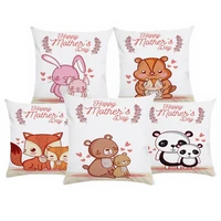 cartoon style cushion cover short plush throw pillow home decorative super soft square animal printing cojines