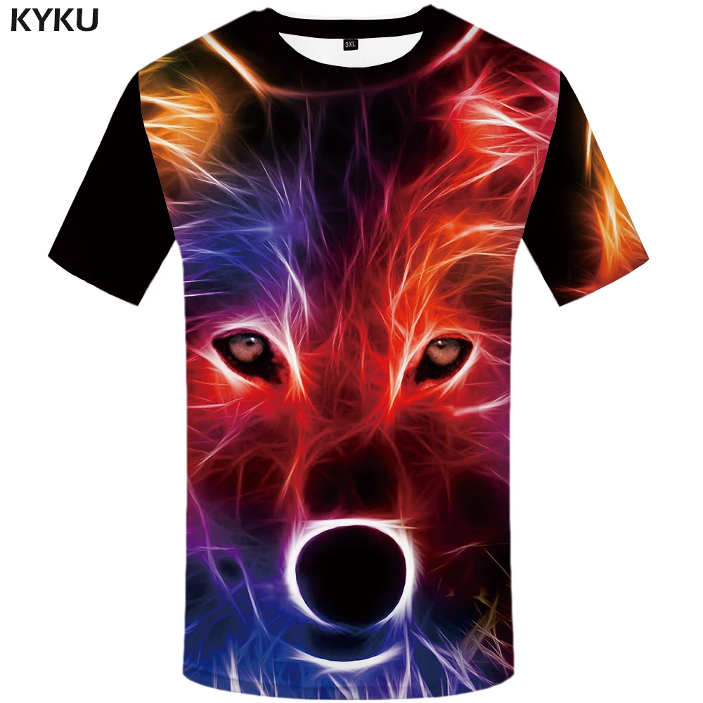 Мужская футболка с 3D принтом KYKU летняя волка и джунглей 2018|t-shirt men funny|t-shirt brand ment-shirt
