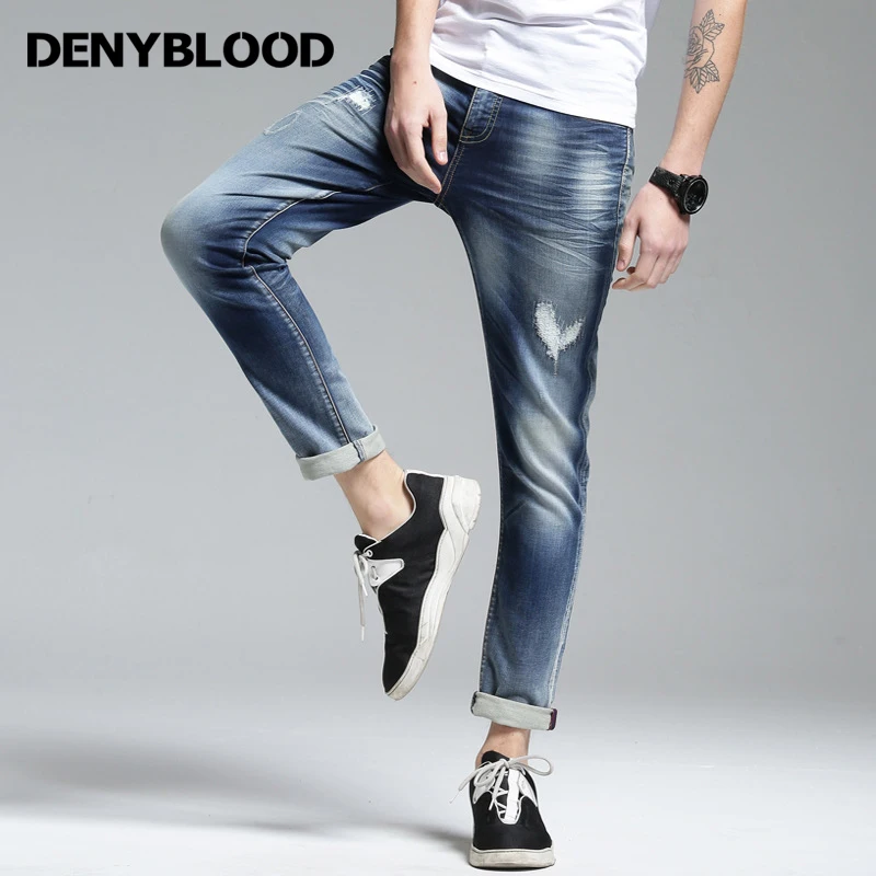 Джинсы мужские Стрейчевые с эффектом потертости 158035|mens stretch|distressed jeanswashing pants |