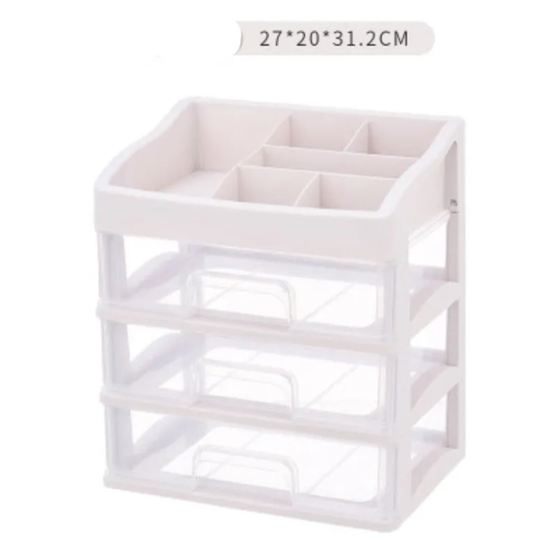 Clear 3Layer Пластиковый органайзер для макияжа, косметический ящик, коробка для хранения косметики, контейнер для ногтей, шкатулка, настольный держатель для хранения, чехол для хранения, инструменты из бисера - Цвет: Clear 3Layer