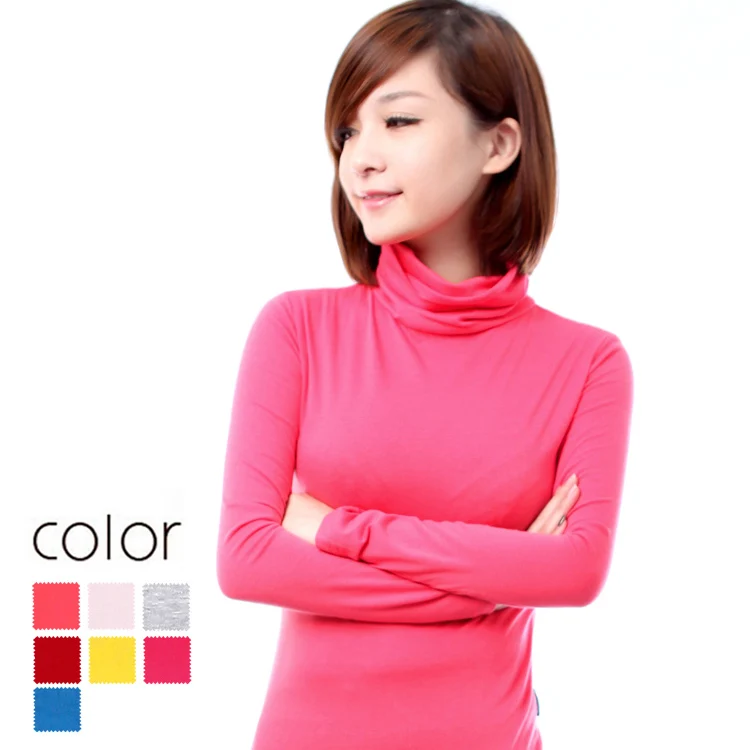 Small solid color cotton turtleneck slim basic shirt long sleeve T shirt|shirts military|shirt longt-shirt team |