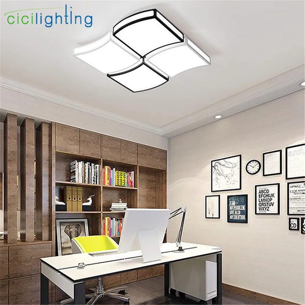 Modern ceiling lights for bedroom dining room 48W 64W black and white window decor led lamp art wave home lighting | Лампы и освещение