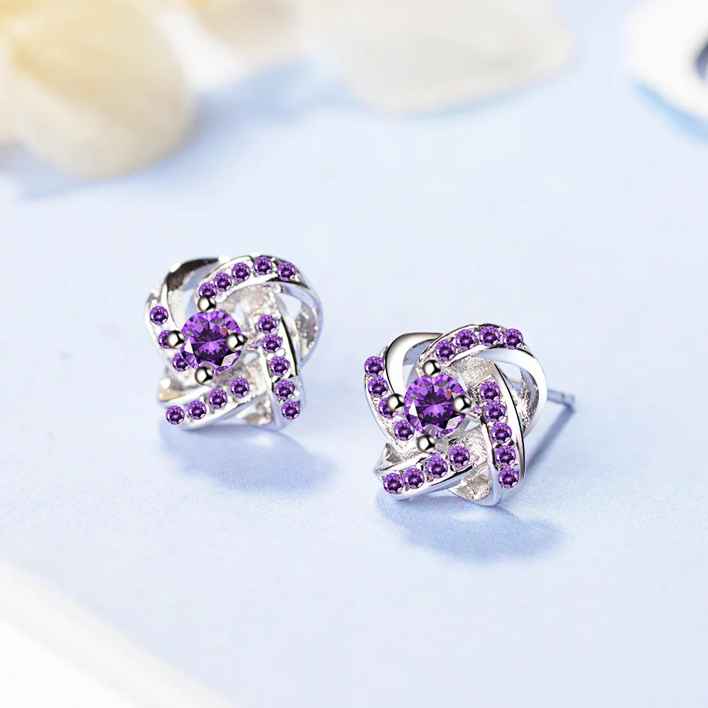 

Серьги-гвоздики женские из серебра 925 пробы с кристаллами