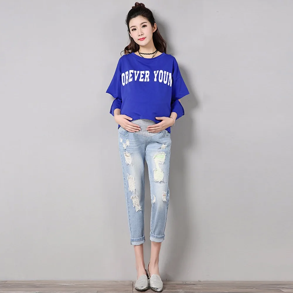 

Jeans Maternity Comfortable Blue Cotton Denim Pants Pregnant Women Clothes Trousers Nursing Pregnancy Clothing Overalls high kid