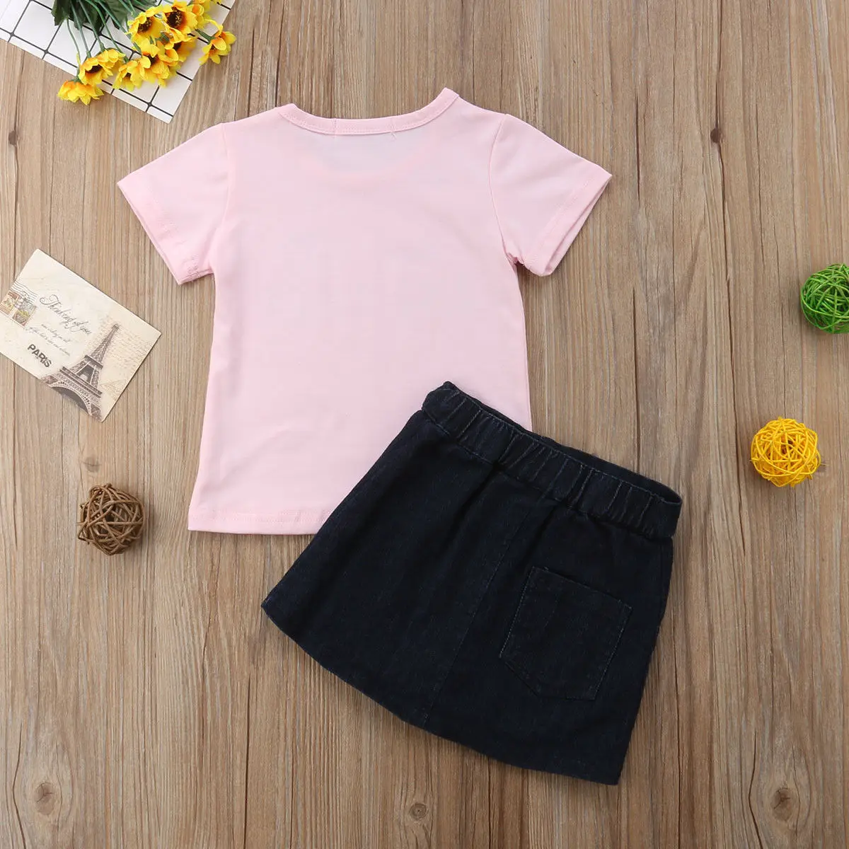 Модный комплект одежды из 2 предметов для маленьких девочек розовая футболка +
