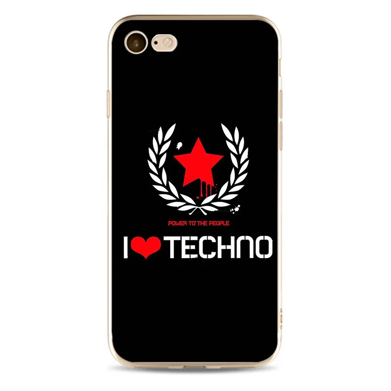 Чехол I Love Techno из мягкого силикона 2018 чехол для телефона ТПУ iPhone 5 5C 5S SE X 6 6S 6plus 7 7plus 8
