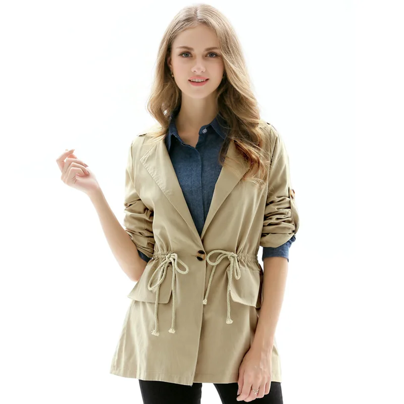 Женский Классический Тренч с двумя пуговицами OLOME длинный двойными верхняя