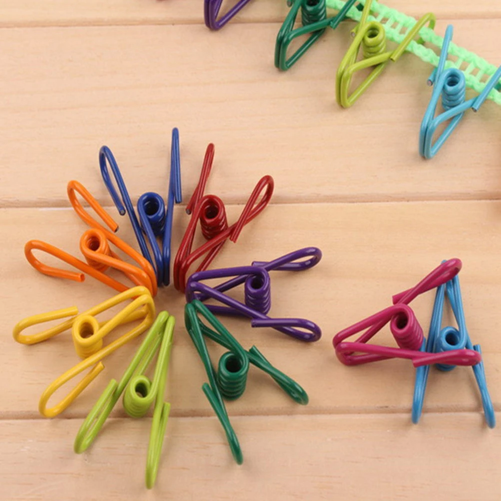 

20PCS Clothes Pegs Steel Wire Towel Clips Clothesline Clothespins - Random Color