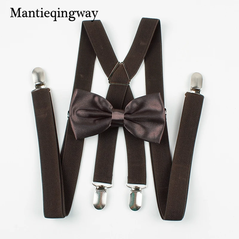 2019 модные однотонные подтяжки галстук бабочка набор мужской четыре зажима