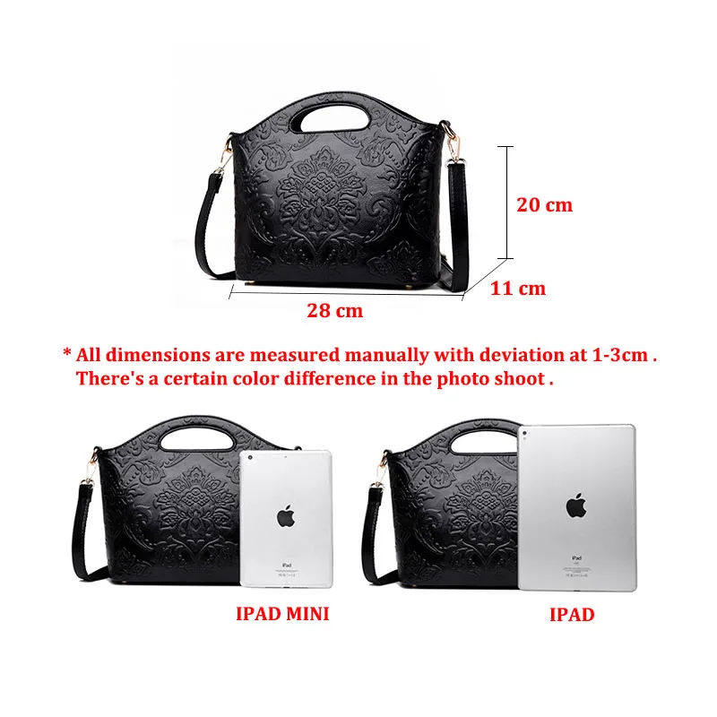 Rodful ретро цветочные сумка тисненая кожа для женщин Винтаж crossbody сумка Роскошные tote высокое качество