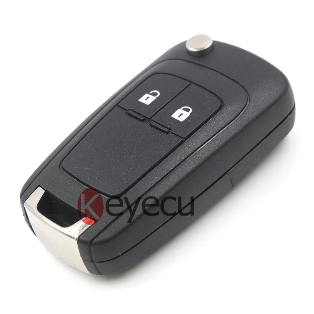 Раскладной дистанционный ключ KEYECU 2 кнопки для Chevrolet Buick Opel 433 МГц ID46 чип HU100 Uncut Blade |