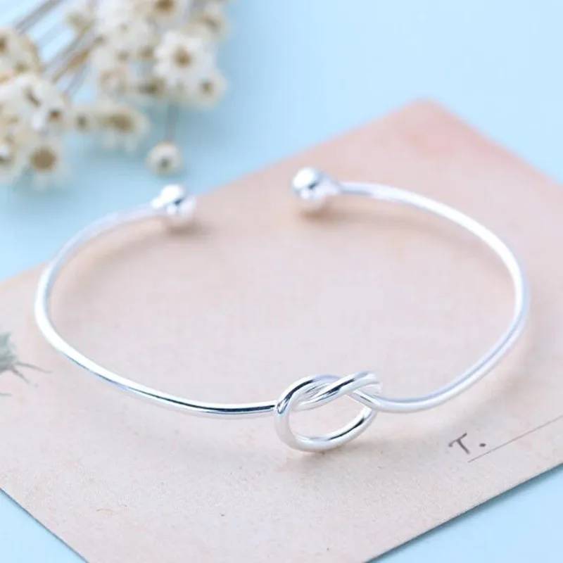 Браслет женский из стерлингового серебра 925 пробы простой с узлом|love knot bracelet|love