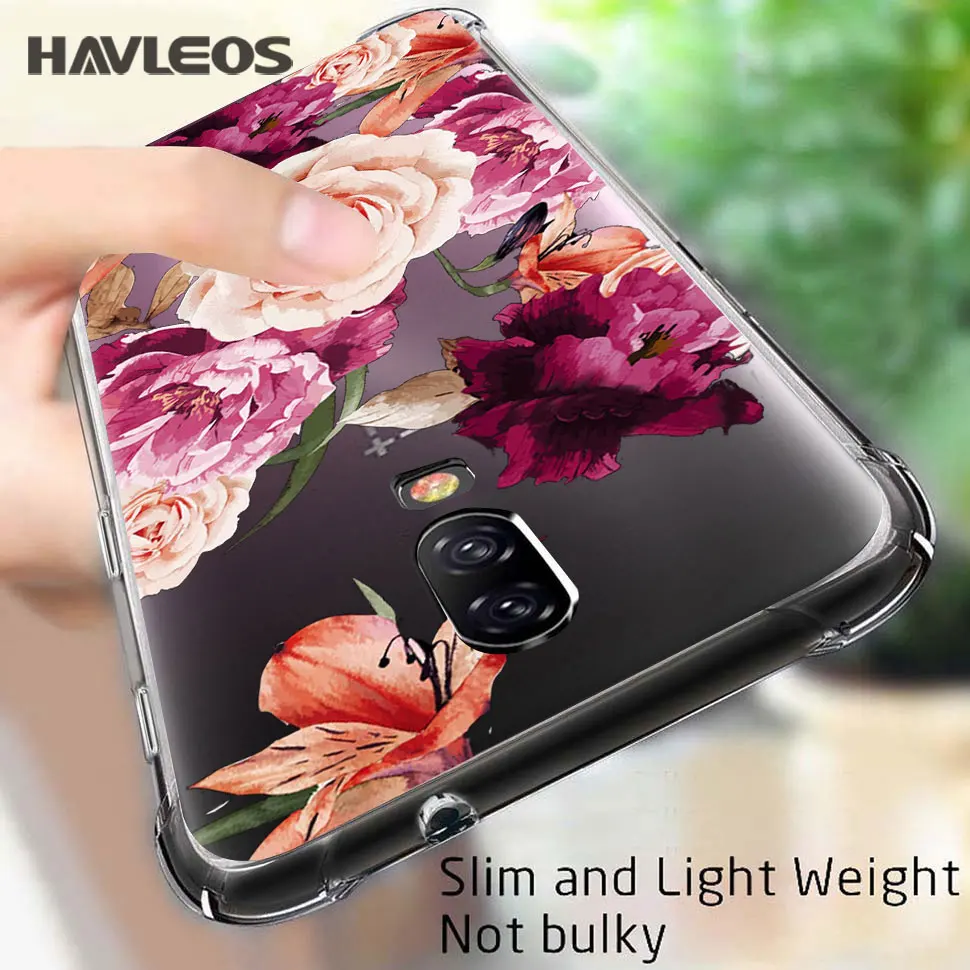 Ультратонкий противоударный прозрачный чехол с цветочным рисунком для Oneplus 7 pro