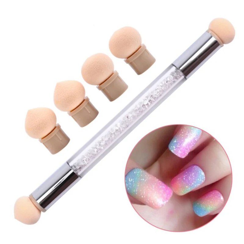 Двухсторонний УФ-спонж для рисования на ногтях постепенное затемнение пудра с 6 губками градиентная расцветка перенос штампа губка щетка