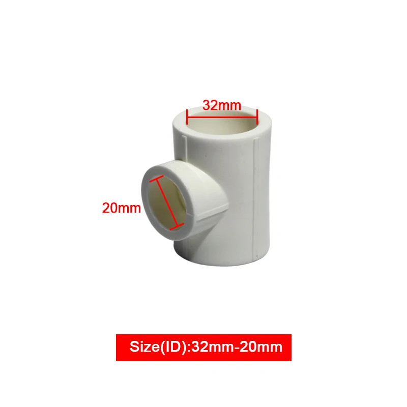 32-20mm Т-образная штуцер трубы водопровода 20/25/32/40/50/63 мм трубы шарнира 1/2 ''3/4'' 1 2''water поставить Пластик трубы разъем - Цвет: 32-20mm