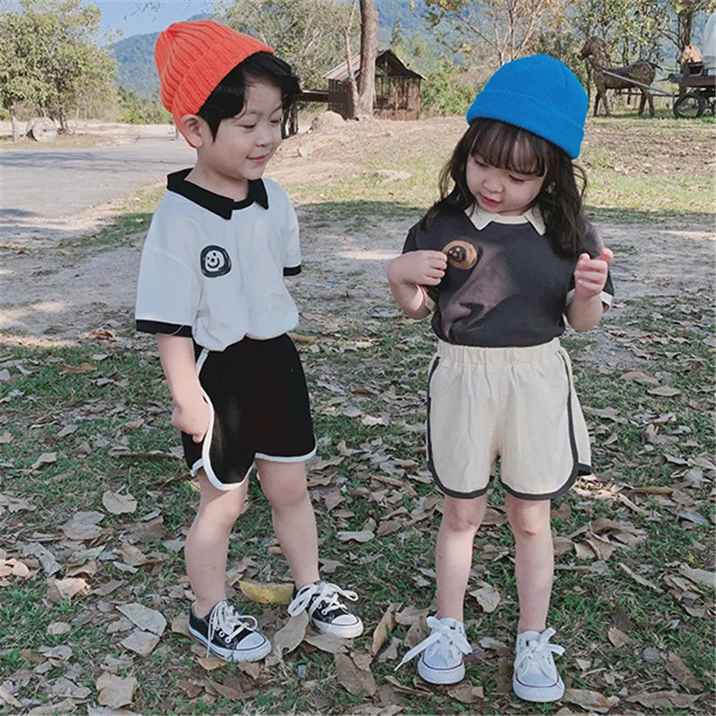 Летние комплекты одежды для мальчиков и девочек с мультяшным принтом 2019 Детская