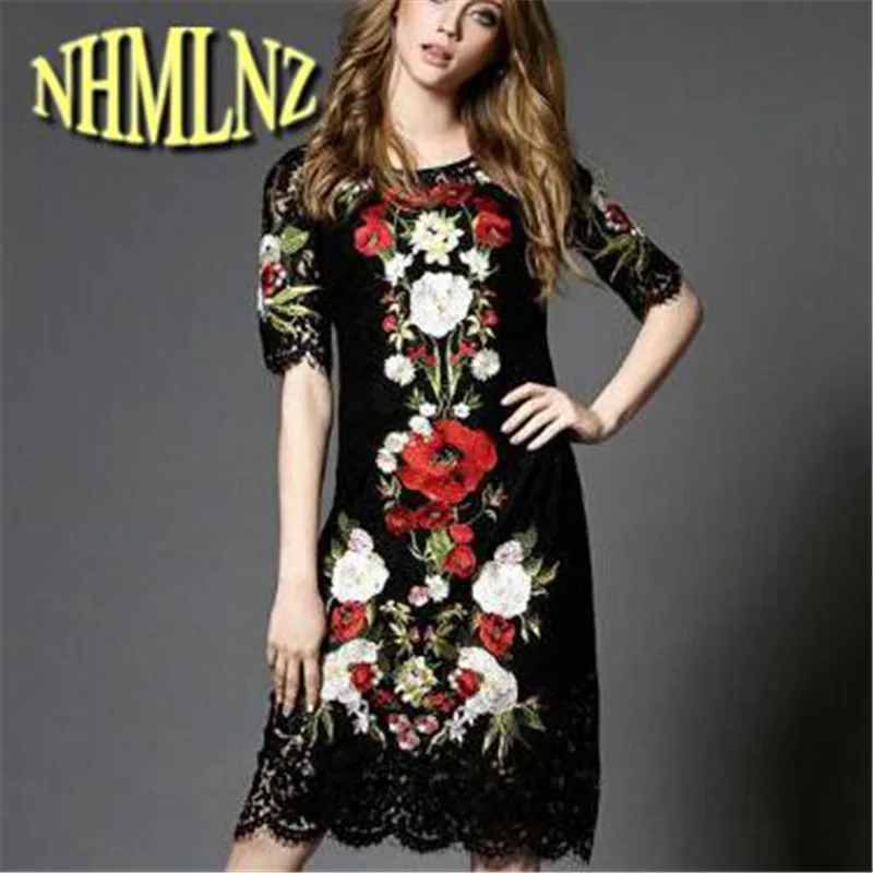 Женское платье с принтом весеннее большого размера кружевное комфортное средней